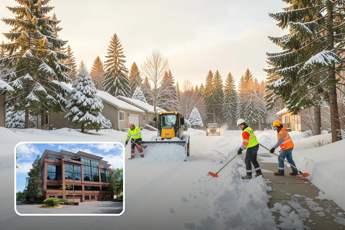 Condominium Snow Plowing in Mountlake Terrace, Snohomish County, WA - Interior drive lanes and visitor stalls cleared without blocking deeded spaces