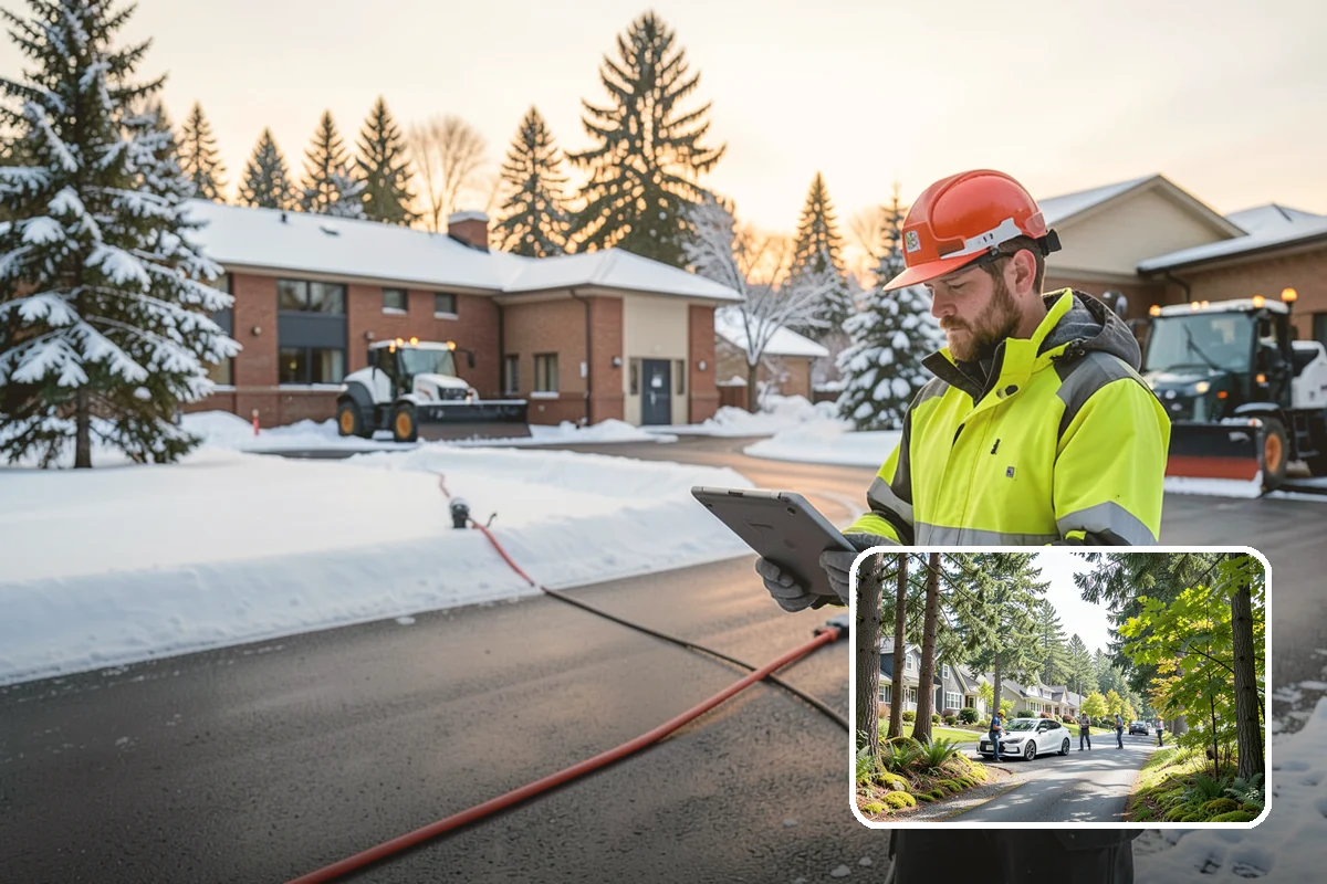 Condominium Snow Plowing in Normandy Park, King County, WA - Interior drive lanes and visitor stalls cleared without blocking deeded spaces