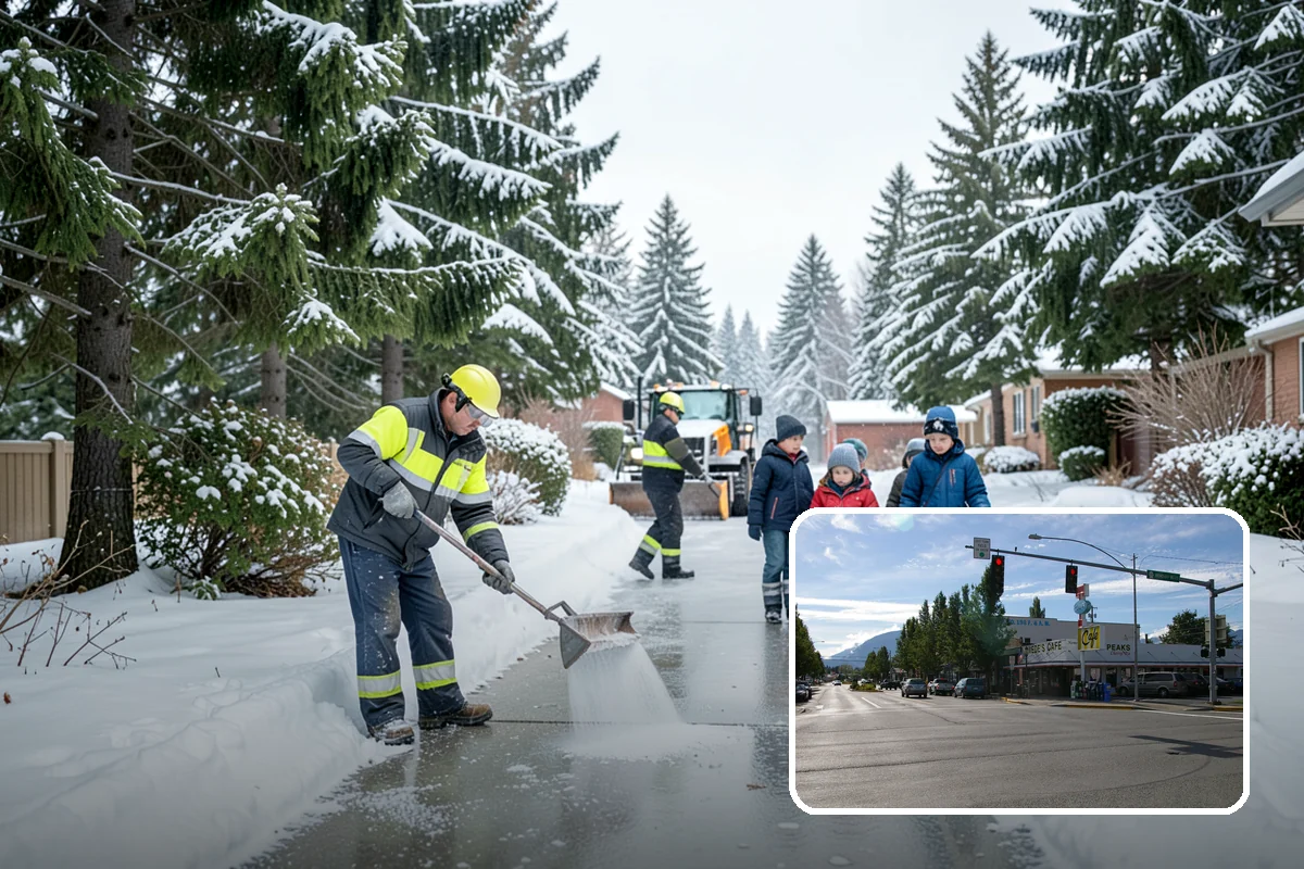 Condominium Snow Plowing in North Bend, King County, WA - Interior drive lanes and visitor stalls cleared without blocking deeded spaces