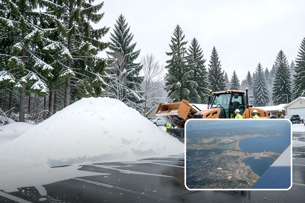 Condominium Snow Plowing in Oak Harbor, Island County, WA - Interior drive lanes and visitor stalls cleared without blocking deeded spaces
