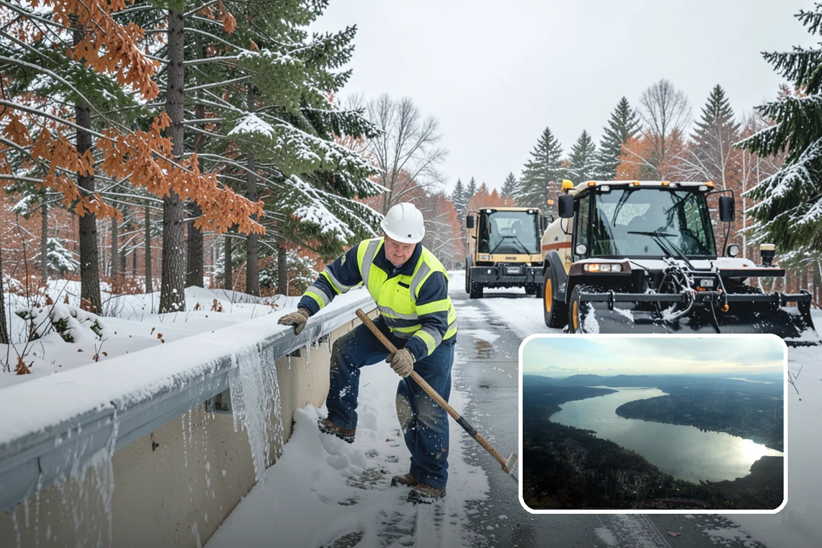 Condominium Snow Plowing in Sammamish, King County, WA - Interior drive lanes and visitor stalls cleared without blocking deeded spaces
