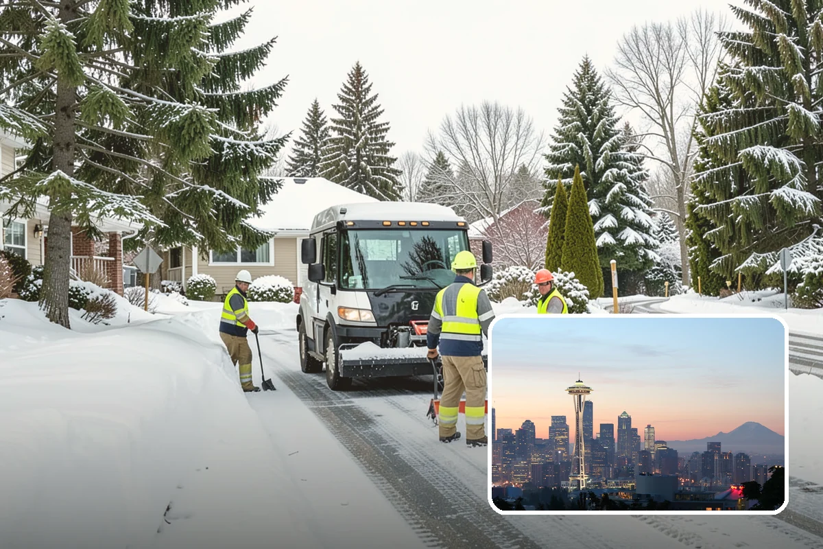 Condominium Snow Plowing in Seattle, King County, WA - Interior drive lanes and visitor stalls cleared without blocking deeded spaces