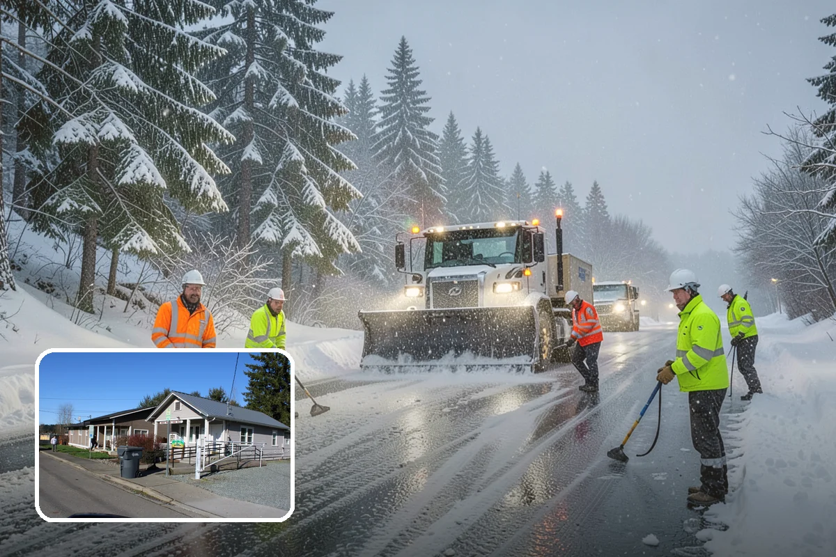 Condominium Snow Plowing in South Prairie, Pierce County, WA - Interior drive lanes and visitor stalls cleared without blocking deeded spaces