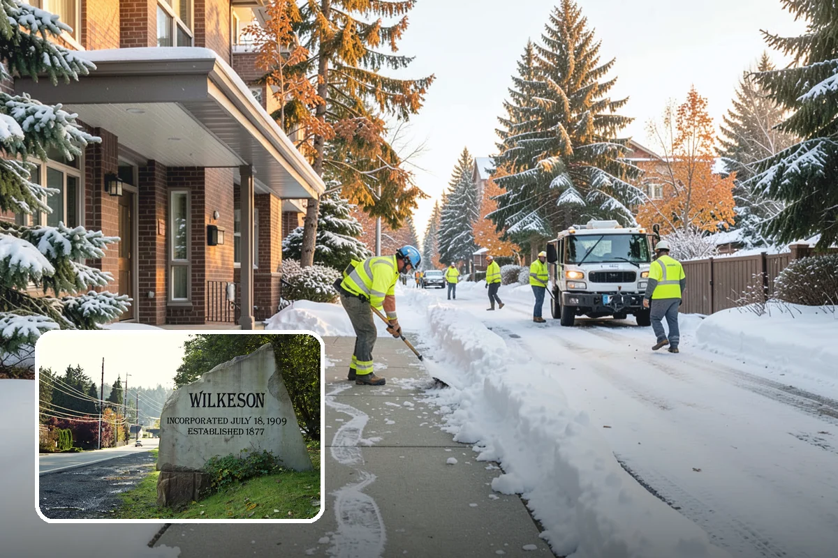 Condominium Snow Plowing in Wilkeson, Pierce County, WA - Interior drive lanes and visitor stalls cleared without blocking deeded spaces