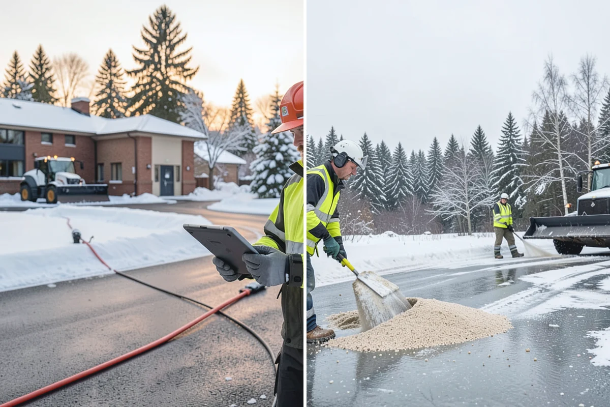 Condominium Snow Removal in Beaux Arts Village, King County, WA - Identify owner parking, guest stalls, and covered ramp areas