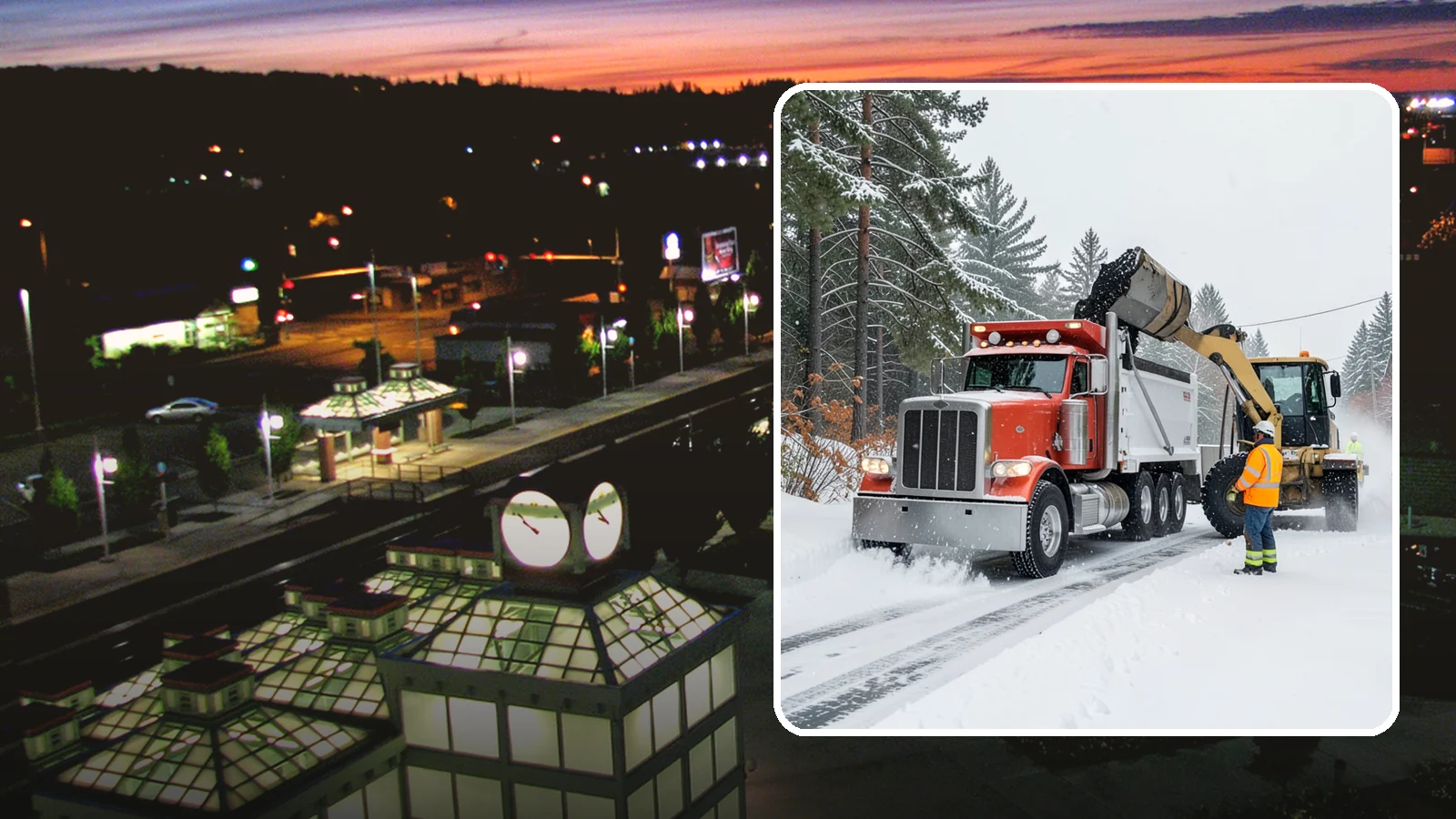 Construction Site Snow Removal in Auburn, King County, WA - We keep active Western Washington job sites open by clearing access roads, staging areas, and material yards so winter weather...