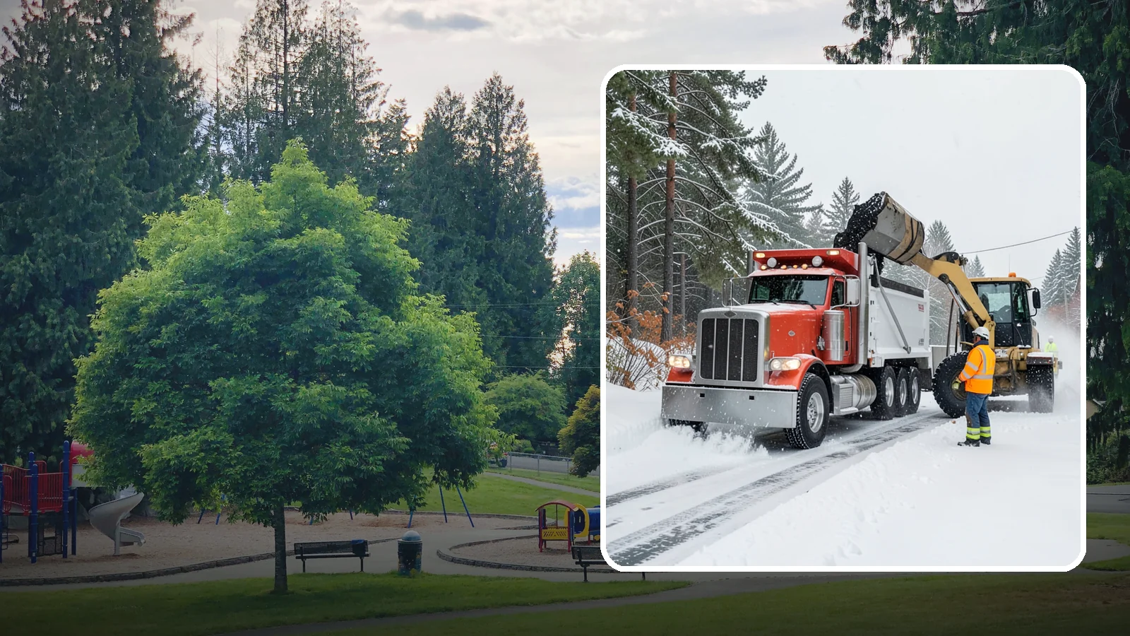 Construction Site Snow Removal in Bonney Lake, Pierce County, WA - We keep active Western Washington job sites open by clearing access roads, staging areas, and material yards so winter weather...