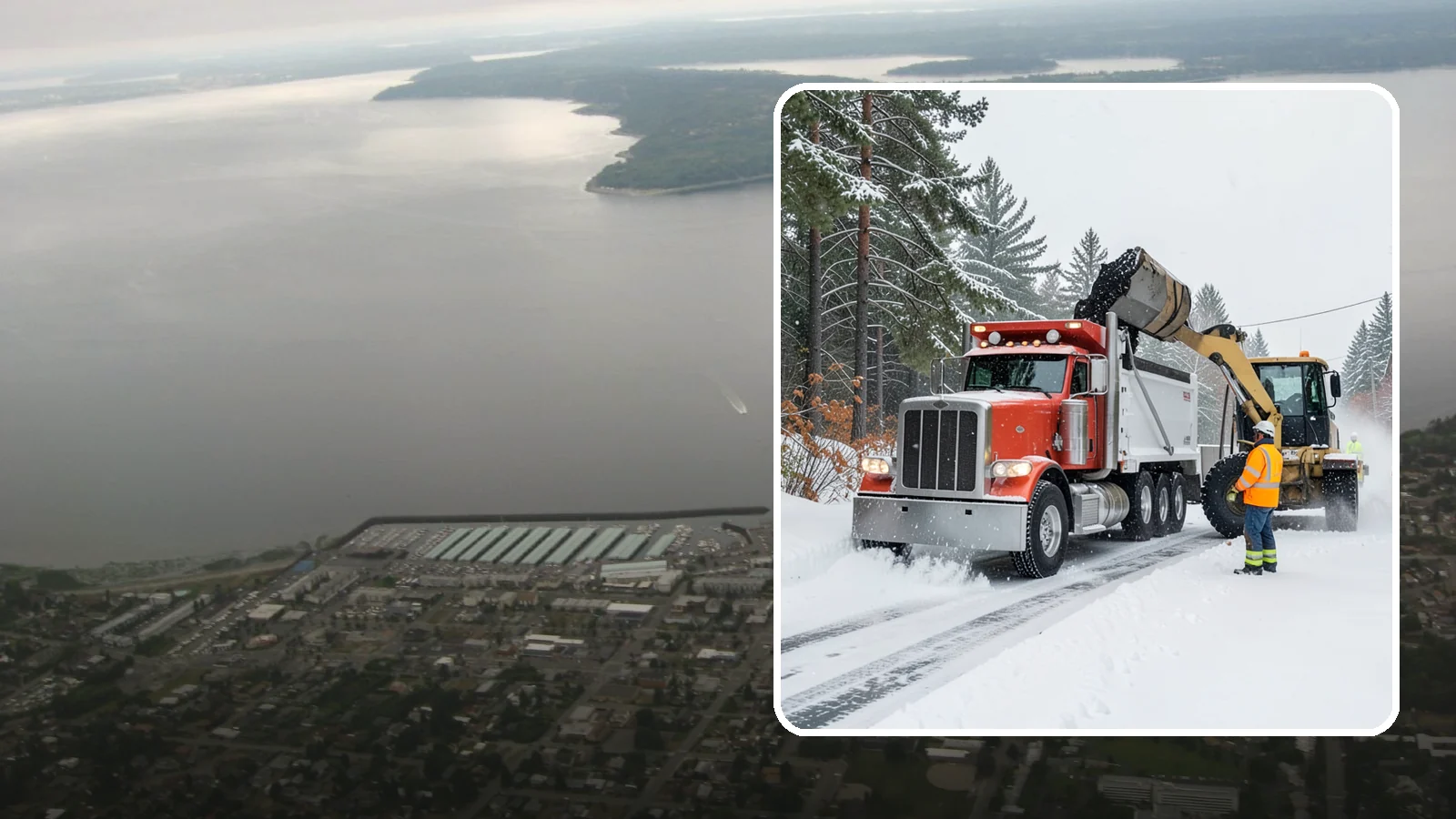 Construction Site Snow Removal in Des Moines, King County, WA - We keep active Western Washington job sites open by clearing access roads, staging areas, and material yards so winter weather...
