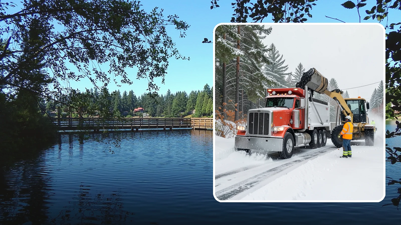 Construction Site Snow Removal in Federal Way, King County, WA - We keep active Western Washington job sites open by clearing access roads, staging areas, and material yards so winter weather...