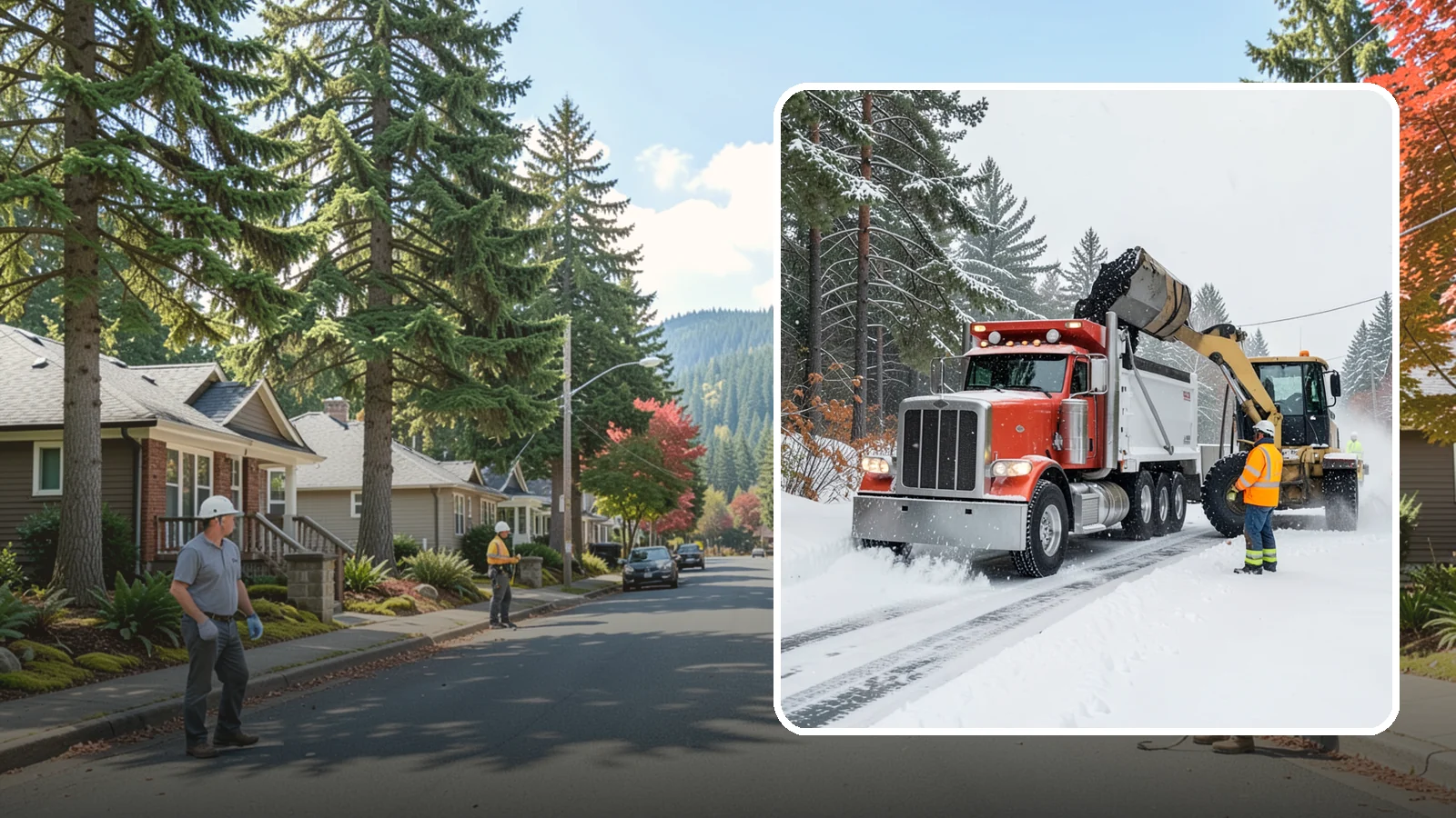 Construction Site Snow Removal in Hunts Point, King County, WA - We keep active Western Washington job sites open by clearing access roads, staging areas, and material yards so winter weather...