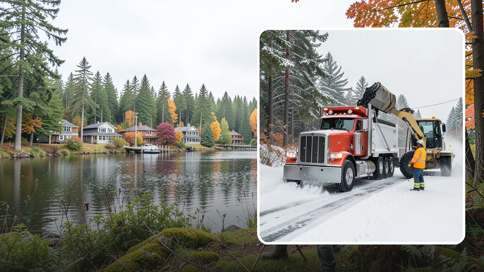 Construction Site Snow Removal in La Conner, Skagit County, WA - We keep active Western Washington job sites open by clearing access roads, staging areas, and material yards so winter weather...