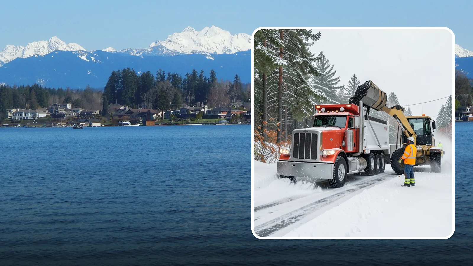 Construction Site Snow Removal in Lake Stevens, Snohomish County, WA - We keep active Western Washington job sites open by clearing access roads, staging areas, and material yards so winter weather...