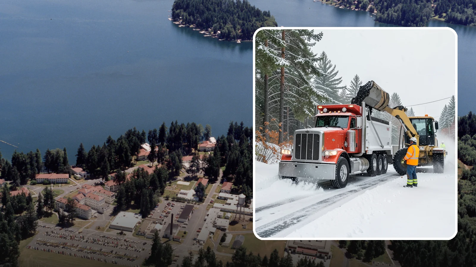 Construction Site Snow Removal in Lakewood, Pierce County, WA - We keep active Western Washington job sites open by clearing access roads, staging areas, and material yards so winter weather...