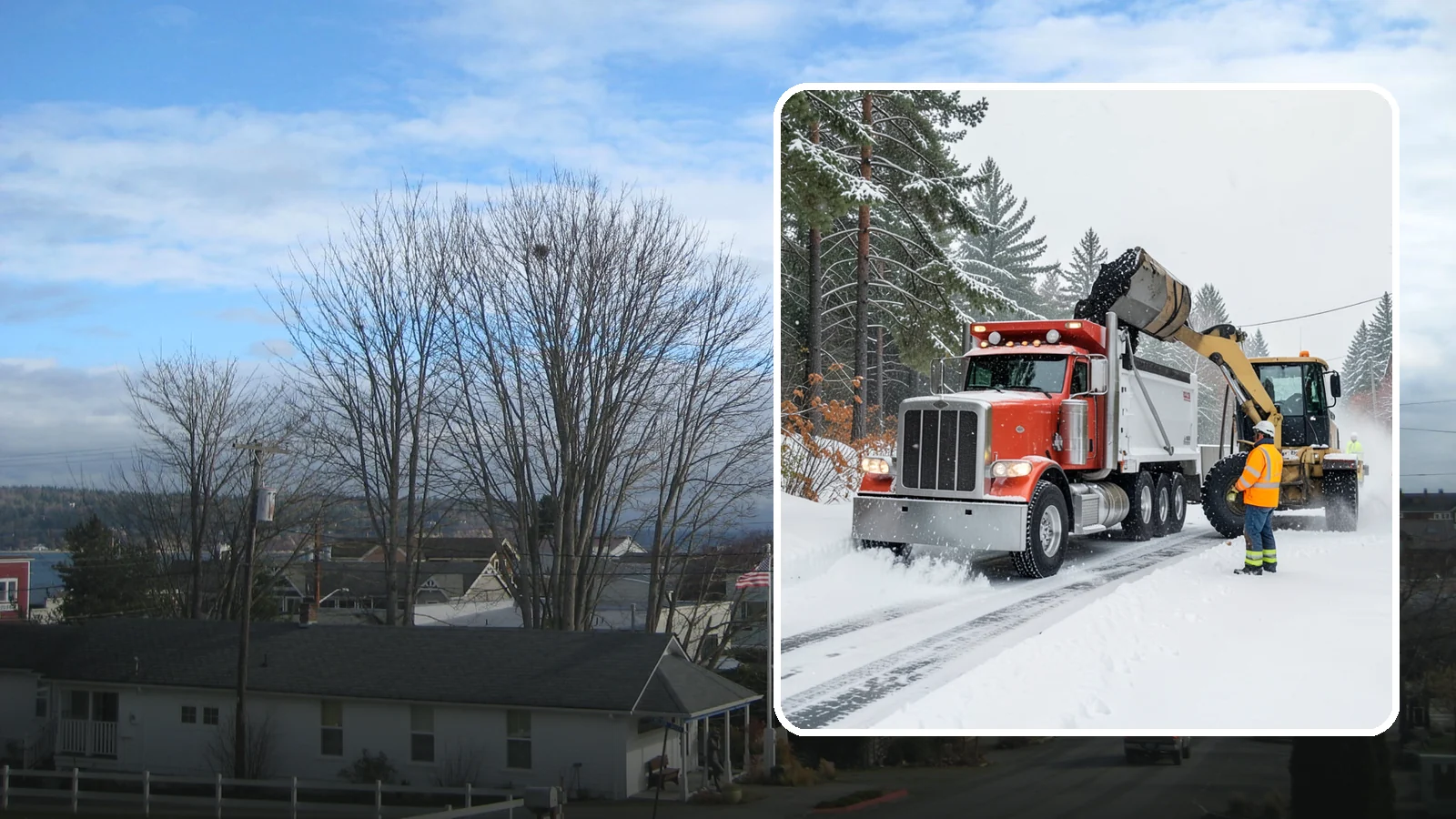 Construction Site Snow Removal in Langley, Island County, WA - We keep active Western Washington job sites open by clearing access roads, staging areas, and material yards so winter weather...