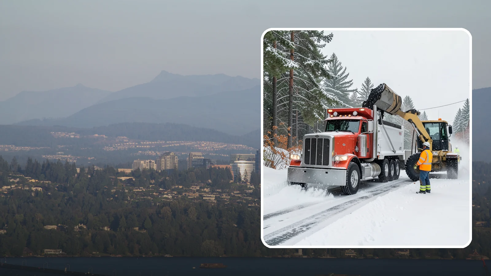 Construction Site Snow Removal in Medina, King County, WA - We keep active Western Washington job sites open by clearing access roads, staging areas, and material yards so winter weather...
