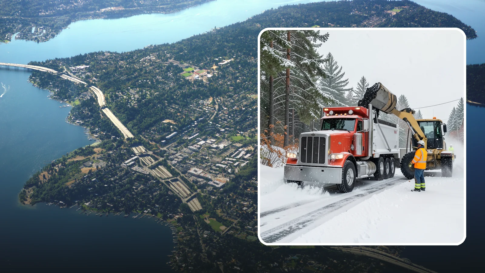 Construction Site Snow Removal in Mercer Island, King County, WA - We keep active Western Washington job sites open by clearing access roads, staging areas, and material yards so winter weather...
