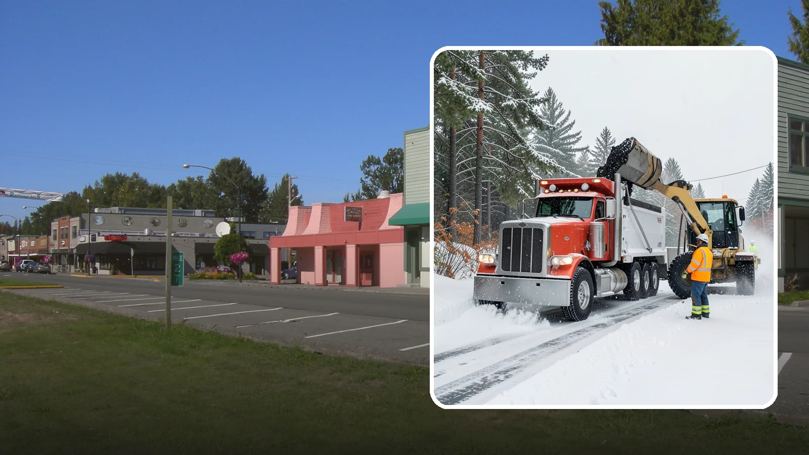 Construction Site Snow Removal in Snoqualmie, King County, WA - We keep active Western Washington job sites open by clearing access roads, staging areas, and material yards so winter weather...