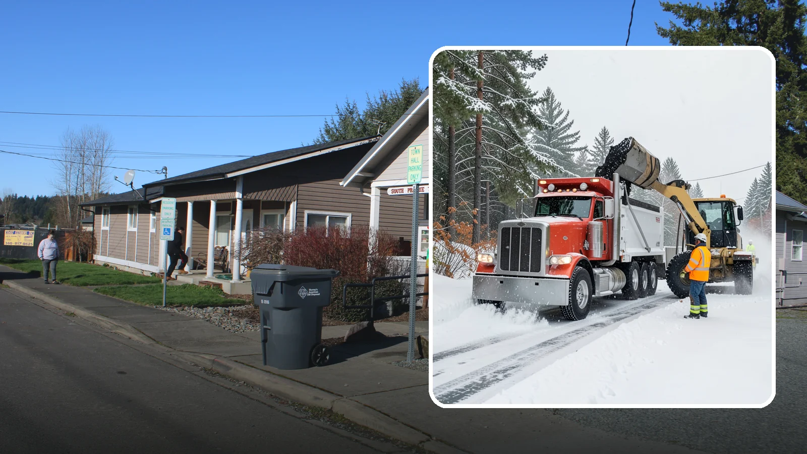 Construction Site Snow Removal in South Prairie, Pierce County, WA - We keep active Western Washington job sites open by clearing access roads, staging areas, and material yards so winter weather...