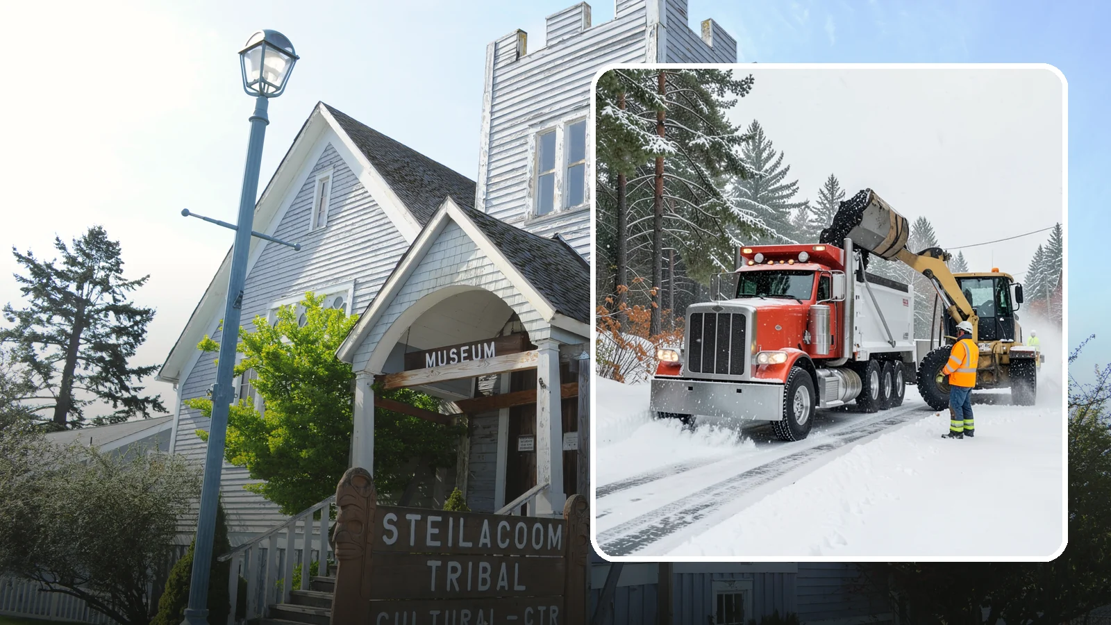 Construction Site Snow Removal in Steilacoom, Pierce County, WA - We keep active Western Washington job sites open by clearing access roads, staging areas, and material yards so winter weather...