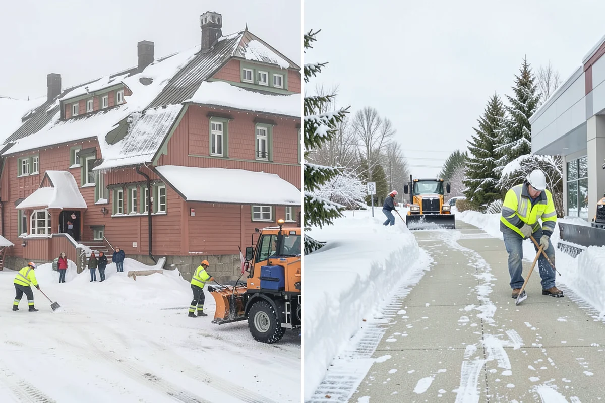 Corporate Campus Snow Removal in Auburn, King County, WA - Divide the campus into road, garage, and pedestrian zones