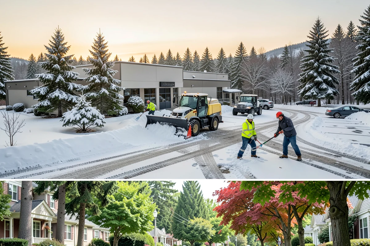 Corporate Campus Snow Removal in Beaux Arts Village, King County, WA - Campus demand runs December through February, with foothill locations sometimes needing March coverage.