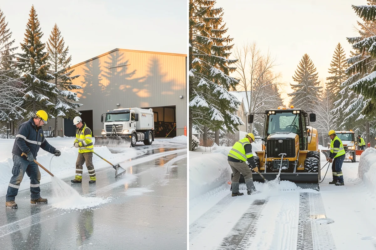 Corporate Campus Snow Removal in Bellevue, King County, WA - Divide the campus into road, garage, and pedestrian zones
