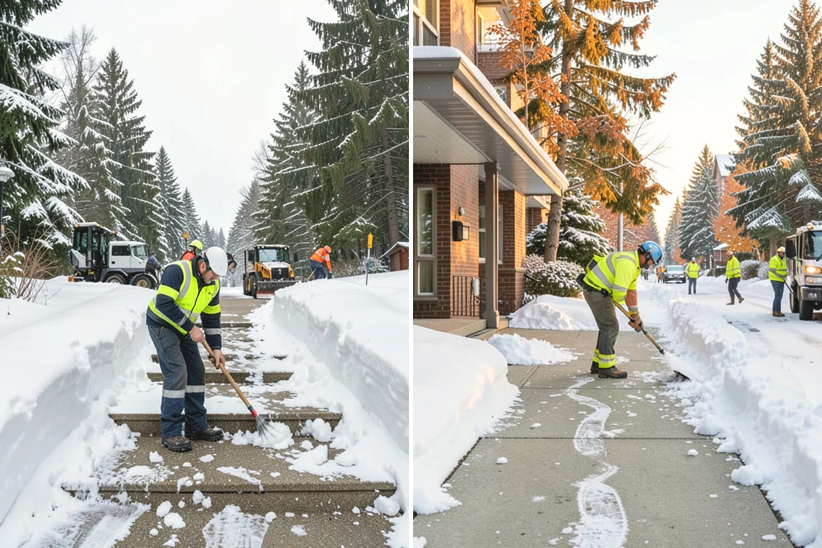 Corporate Campus Snow Removal in Black Diamond, King County, WA - Divide the campus into road, garage, and pedestrian zones