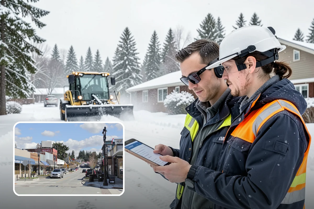 Corporate Campus Snow Removal in Bothell, King County, WA - Internal roads and garage ramps prioritized