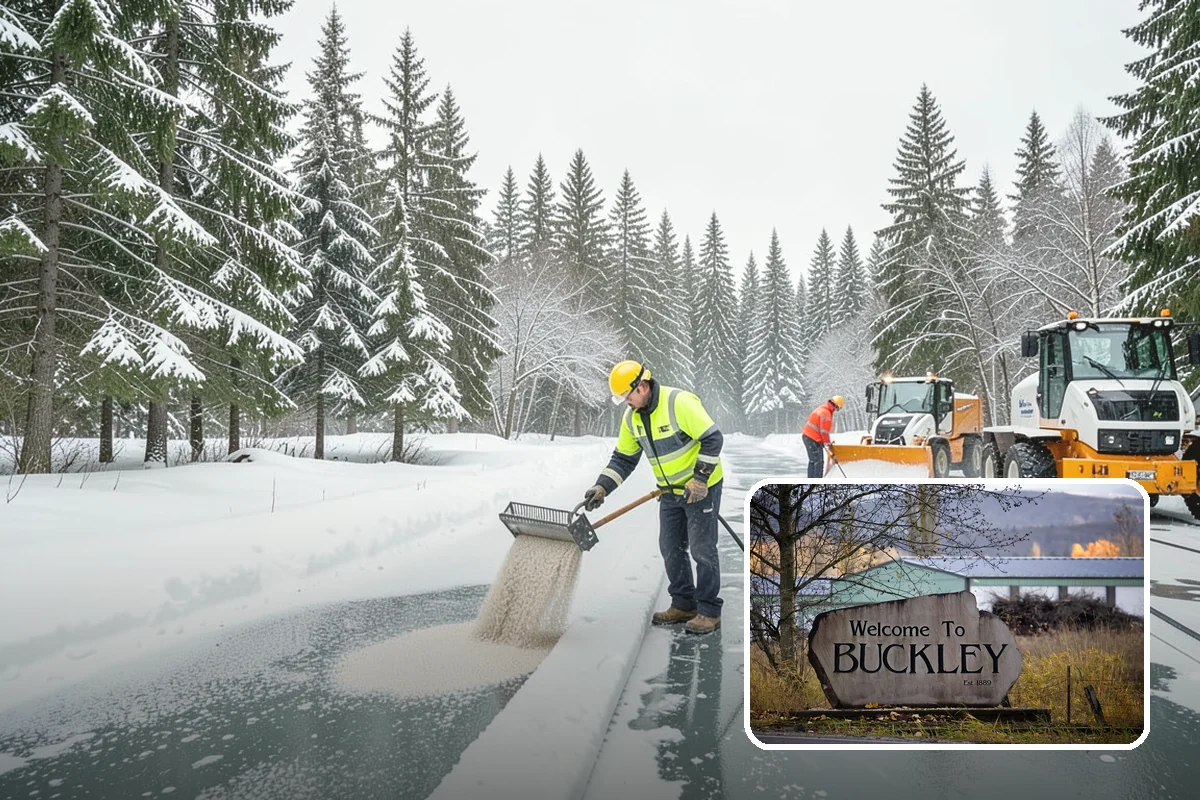 Corporate Campus Snow Removal in Buckley, Pierce County, WA - Internal roads and garage ramps prioritized