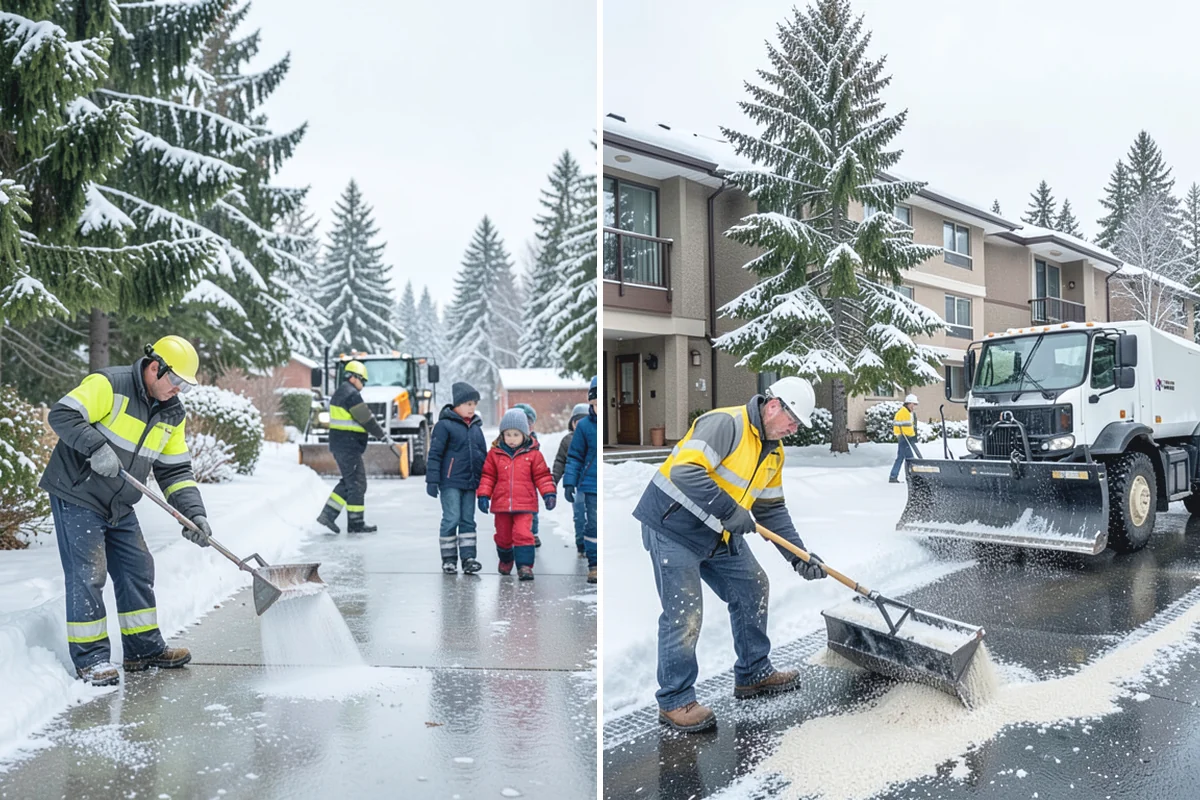 Corporate Campus Snow Removal in Buckley, Pierce County, WA - Divide the campus into road, garage, and pedestrian zones