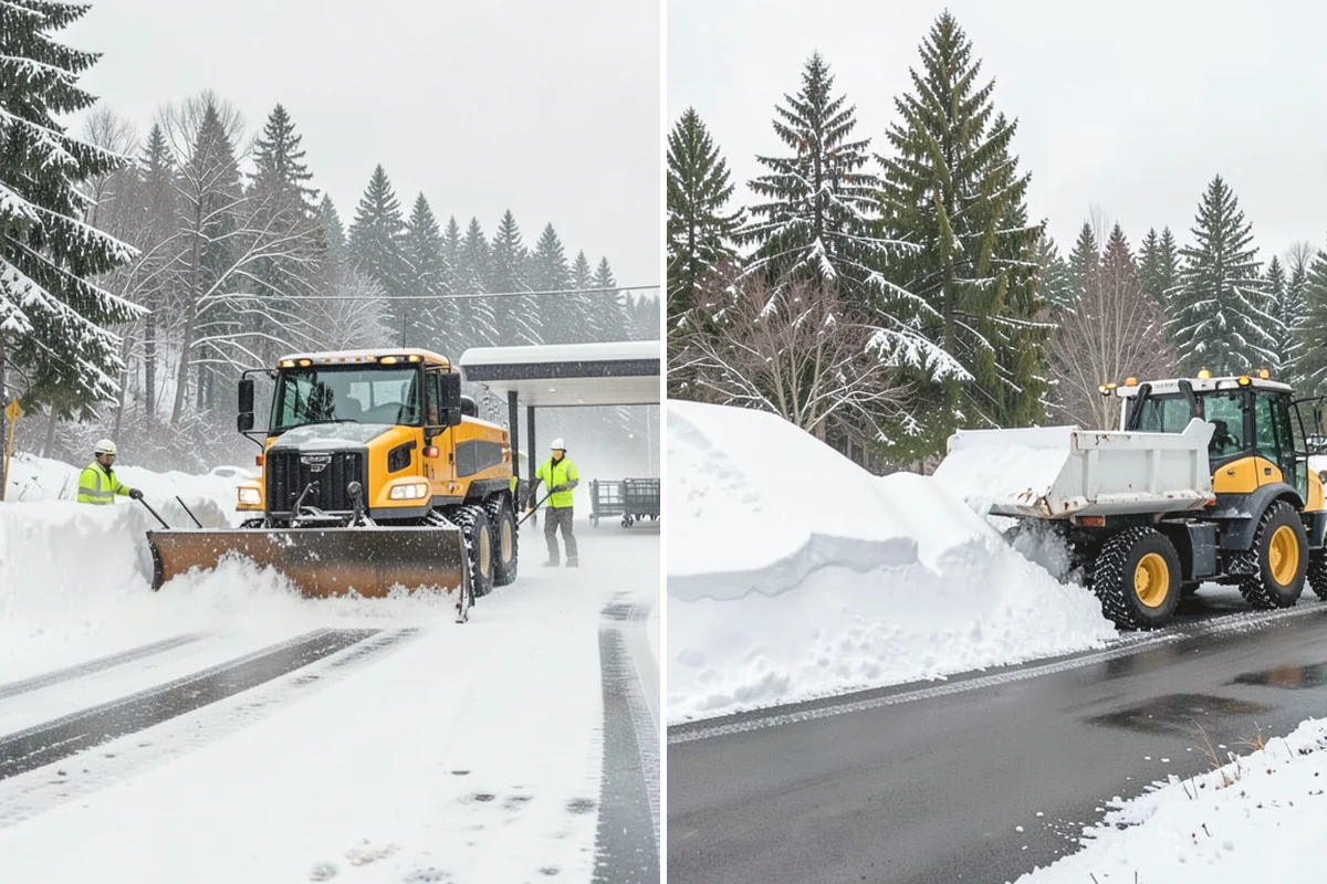 Corporate Campus Snow Removal in Burien, King County, WA - Divide the campus into road, garage, and pedestrian zones