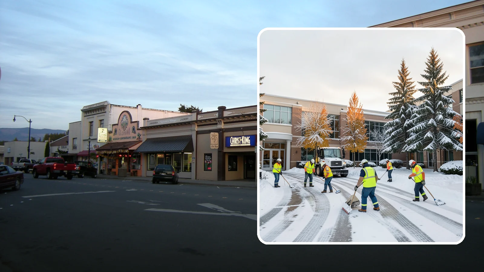 Corporate Campus Snow Removal in Burlington, Skagit County, WA - For sprawling corporate campuses, we clear internal roads, structured-garage approaches, and courtyards so your workforce and...