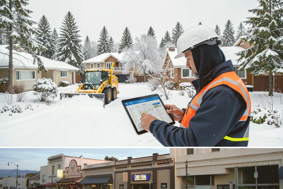 Corporate Campus Snow Removal in Burlington, Skagit County, WA - Campus demand runs December through February, with foothill locations sometimes needing March coverage.