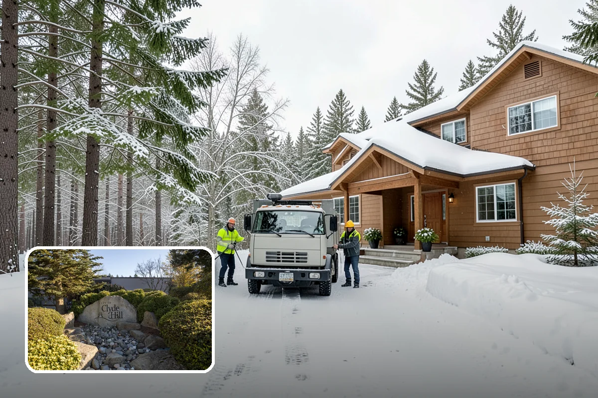 Corporate Campus Snow Removal in Clyde Hill, King County, WA - Internal roads and garage ramps prioritized