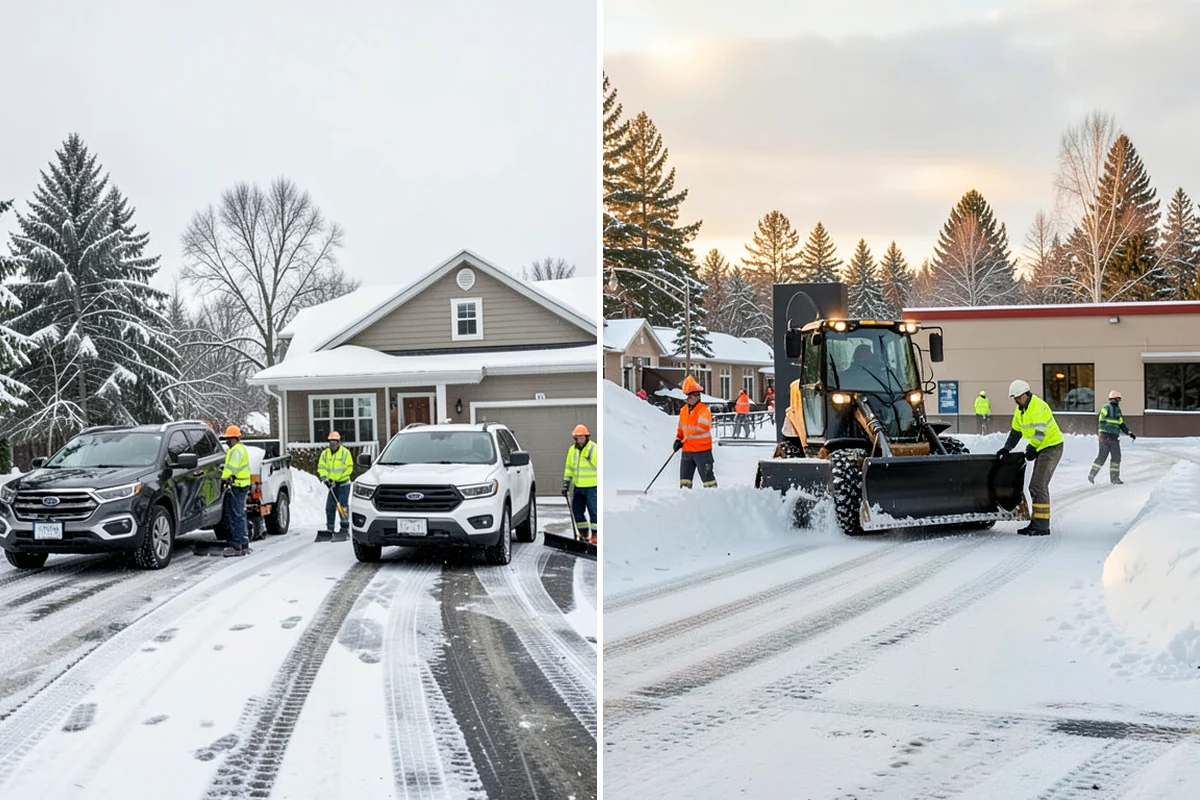 Corporate Campus Snow Removal in Clyde Hill, King County, WA - Divide the campus into road, garage, and pedestrian zones