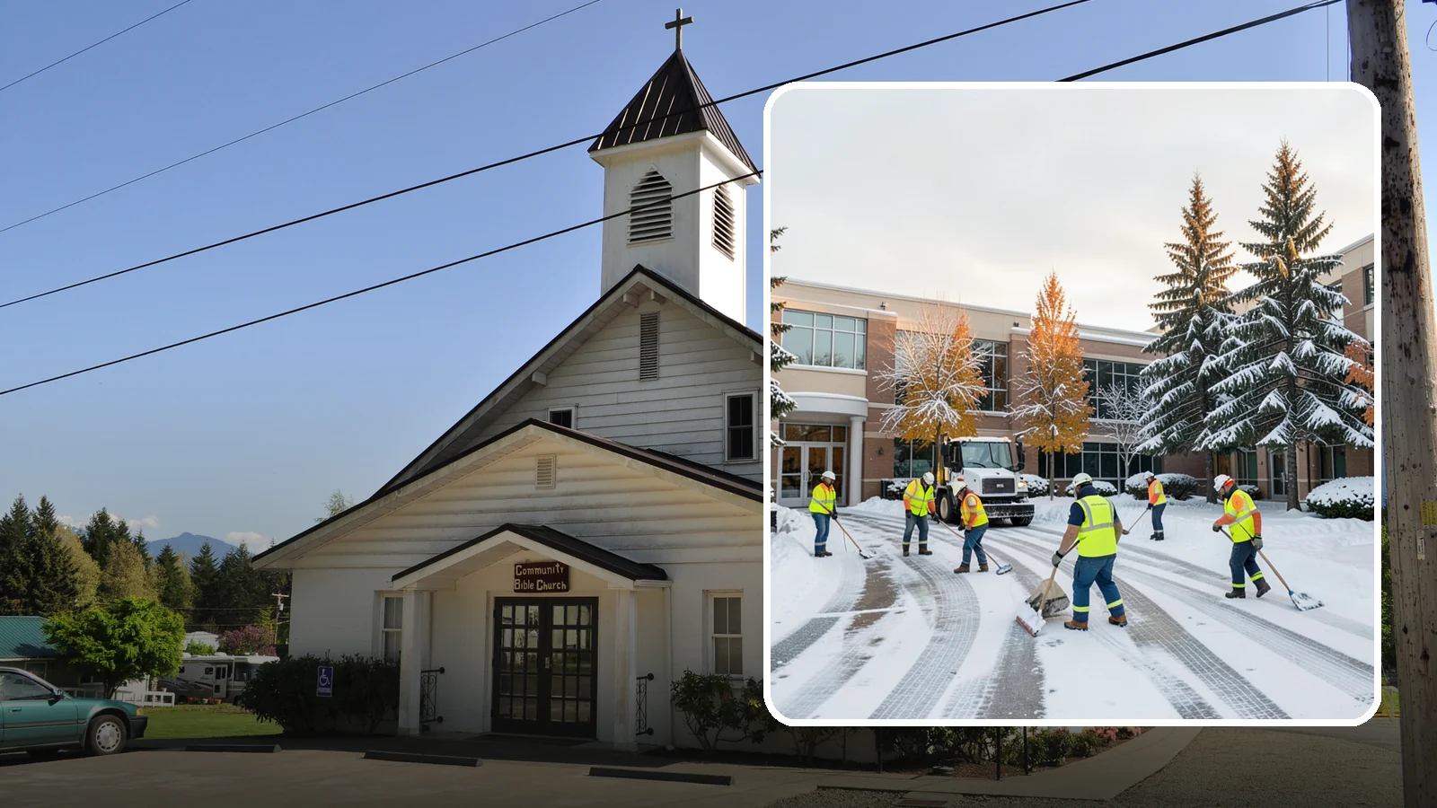 Corporate Campus Snow Removal in Concrete, Skagit County, WA - For sprawling corporate campuses, we clear internal roads, structured-garage approaches, and courtyards so your workforce and...