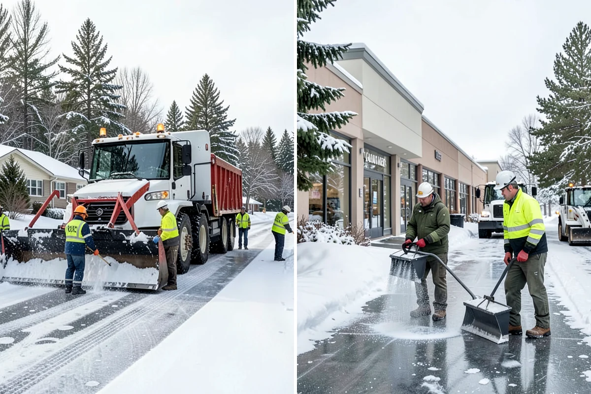 Corporate Campus Snow Removal in Concrete, Skagit County, WA - Divide the campus into road, garage, and pedestrian zones
