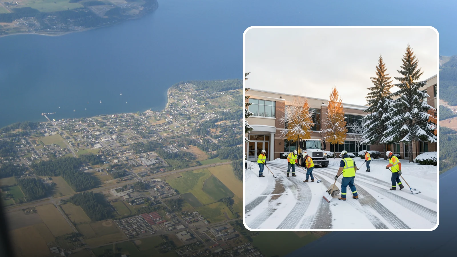 Corporate Campus Snow Removal in Coupeville, Island County, WA - For sprawling corporate campuses, we clear internal roads, structured-garage approaches, and courtyards so your workforce and...