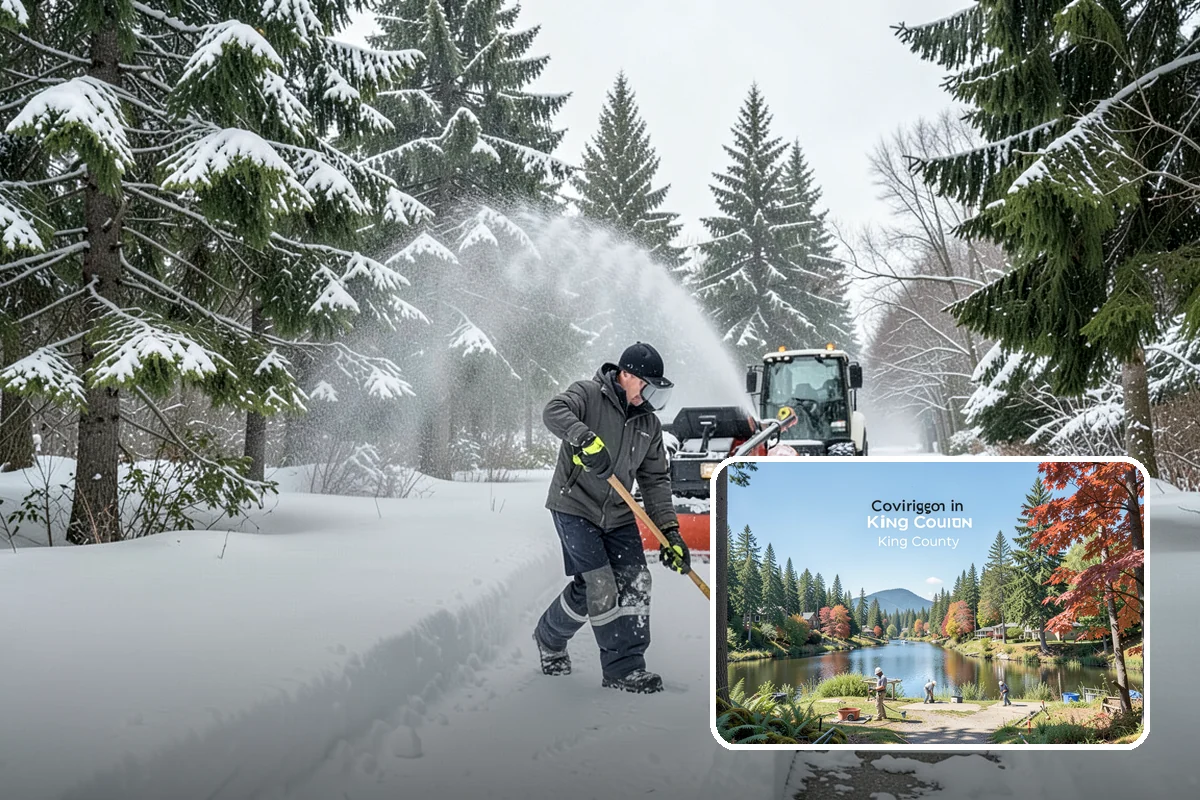 Corporate Campus Snow Removal in Covington, King County, WA - Internal roads and garage ramps prioritized