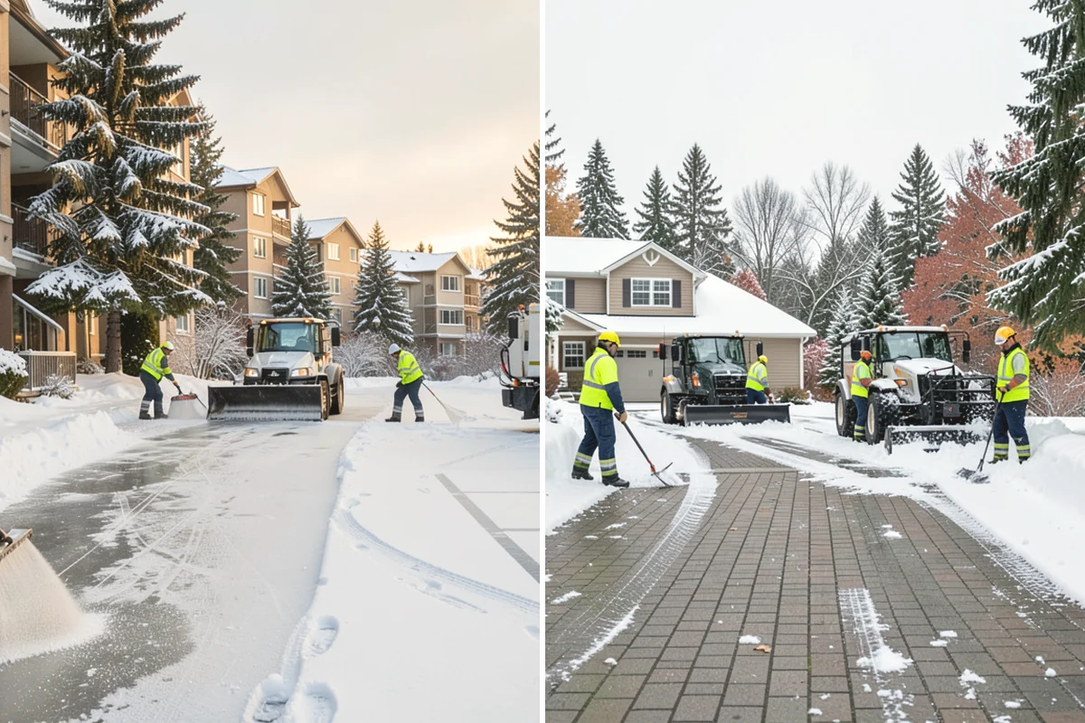 Corporate Campus Snow Removal in Covington, King County, WA - Divide the campus into road, garage, and pedestrian zones