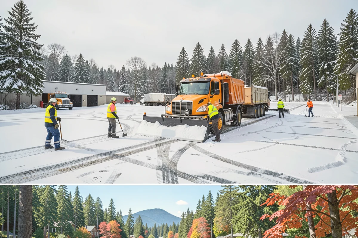 Corporate Campus Snow Removal in Covington, King County, WA - Campus demand runs December through February, with foothill locations sometimes needing March coverage.
