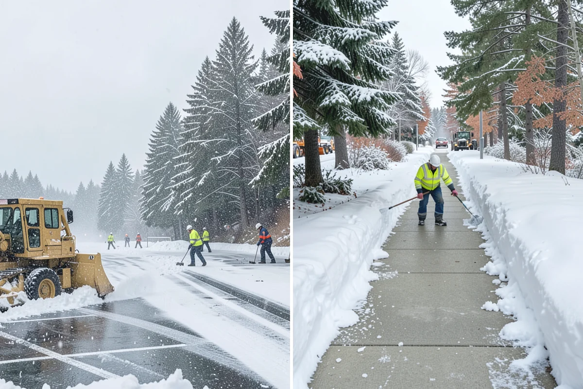 Corporate Campus Snow Removal in Darrington, Snohomish County, WA - Divide the campus into road, garage, and pedestrian zones