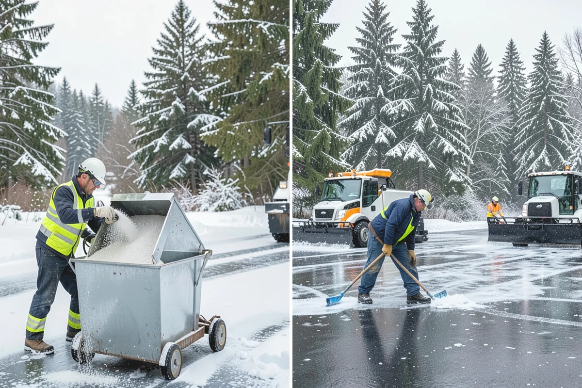 Corporate Campus Snow Removal in Duvall, King County, WA - Divide the campus into road, garage, and pedestrian zones