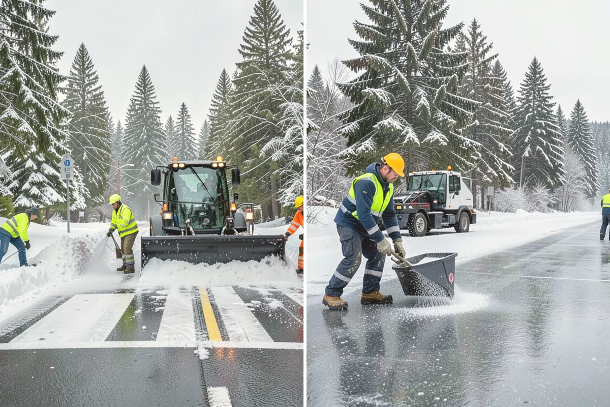 Corporate Campus Snow Removal in Eatonville, Pierce County, WA - Divide the campus into road, garage, and pedestrian zones
