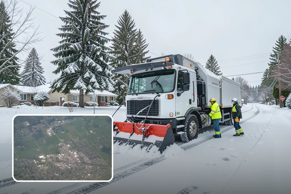 Corporate Campus Snow Removal in Enumclaw, King County, WA - Internal roads and garage ramps prioritized