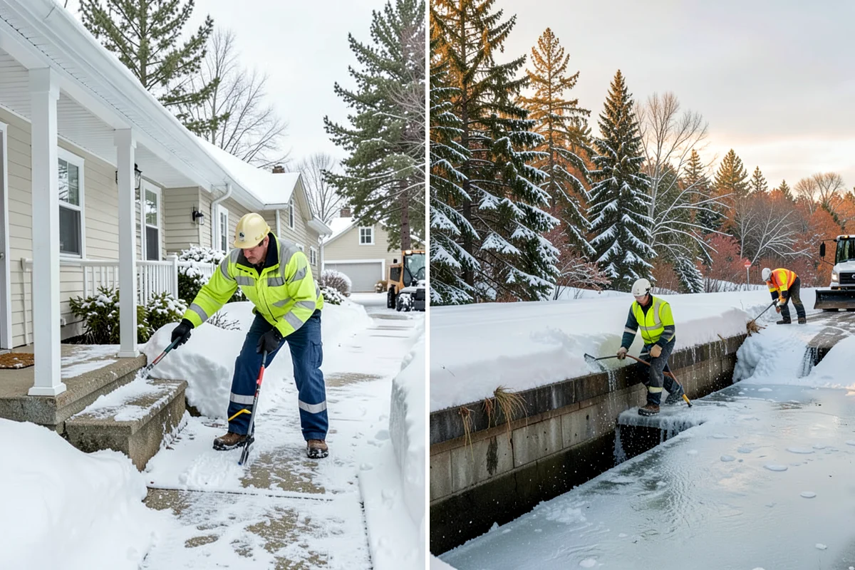 Corporate Campus Snow Removal in Enumclaw, King County, WA - Divide the campus into road, garage, and pedestrian zones