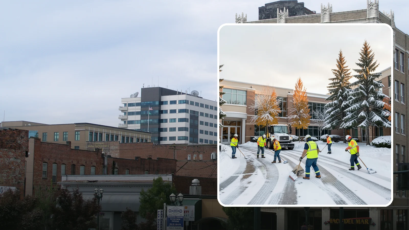 Corporate Campus Snow Removal in Everett, Snohomish County, WA - For sprawling corporate campuses, we clear internal roads, structured-garage approaches, and courtyards so your workforce and...
