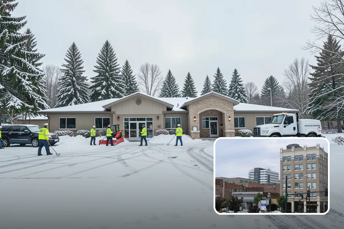 Corporate Campus Snow Removal in Everett, Snohomish County, WA - Internal roads and garage ramps prioritized