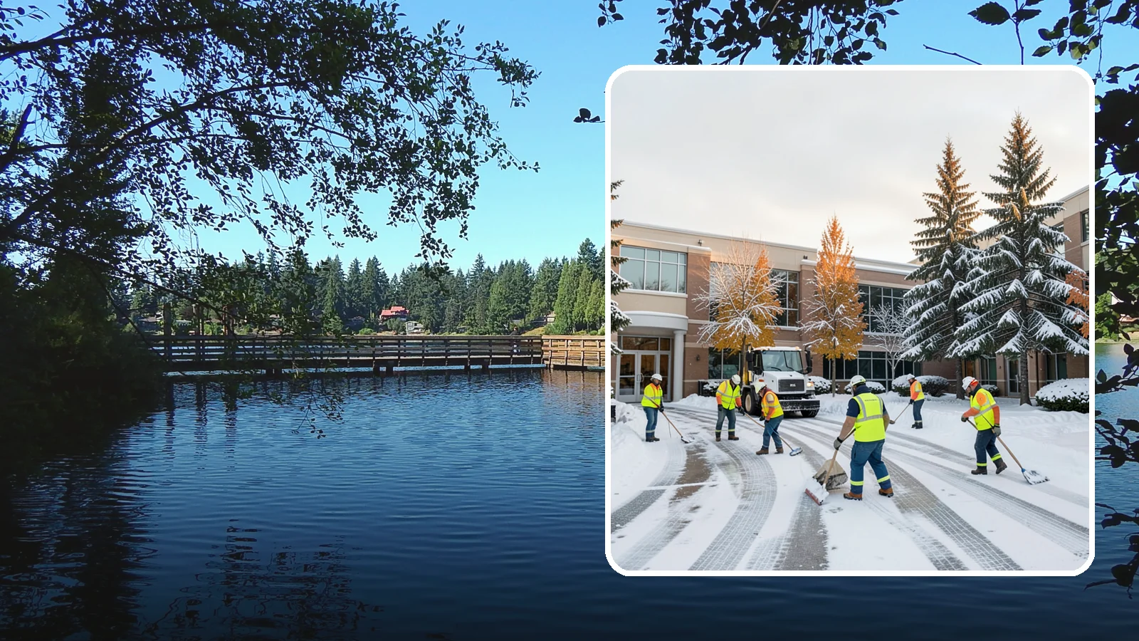 Corporate Campus Snow Removal in Federal Way, King County, WA - For sprawling corporate campuses, we clear internal roads, structured-garage approaches, and courtyards so your workforce and...