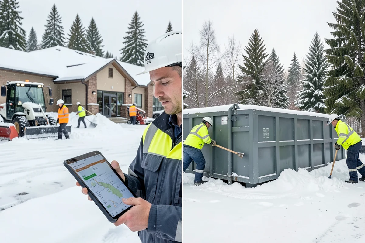 Corporate Campus Snow Removal in Federal Way, King County, WA - Divide the campus into road, garage, and pedestrian zones